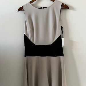 Calvin Klein Color Block Khaki & Black Sleeveless Dress Size 4